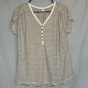 Half Button Stripe Top